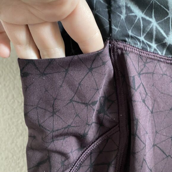 Lululemon Stash It Crop Leggings Womens 8 Burgundy Star Crushed Black Cherry - Picture 12 of 16